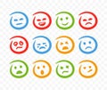 Abstract happy and sad emoji faces flat style. Line round character faces with various emotions Royalty Free Stock Photo