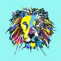 Abstract Head Lion Colorful Illustration