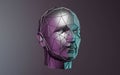 Abstract head meash polygon technology illustration, artificial intelligence ai concept 3d rendering