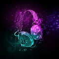 Abstract Headphones cover with note Royalty Free Stock Photo
