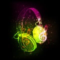 Abstract Headphones with note Royalty Free Stock Photo