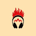abstract headset fire sound wave icon logo