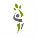 abstract healthy people logo with herbal and green elements