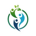 abstract healthy people logo with herbal and green elements Royalty Free Stock Photo