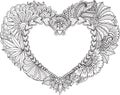 Abstract heart for coloring book, engraving, print on stuffs, decorations