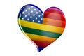 Abstract heart colours of the Pride flag the rainbow symbol of homosexual gay and LGTB lesbian people of the USA