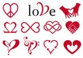 Abstract heart designs, vector set