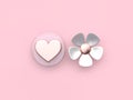 Abstract heart flower valentine concept 3d render pink background Royalty Free Stock Photo