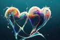 abstract heart illustration of under water, water love, ai generated image Royalty Free Stock Photo