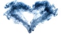 Abstract heart shape formed by blue smoke on white background. (1 Royalty Free Stock Photo