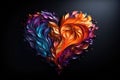 Abstract Heart Shape Orange Green Purple Colours On Black Background Royalty Free Stock Photo