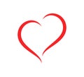 Abstract heart shape outline care Vector illustration. Red heart icon in flat style. Royalty Free Stock Photo