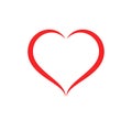 Abstract heart shape outline care Vector illustration. Red heart icon in flat style.