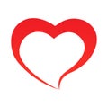 Abstract heart shape outline. Vector illustration. Red heart icon in flat style. The heart as a symbol of love.