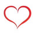 Abstract heart shape outline. Vector illustration. Red heart icon in flat style. The heart as a symbol of love.