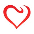 Abstract heart shape outline. Vector illustration. Red heart icon in flat style. The heart as a symbol of love.