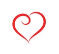 Abstract heart shape outline care Vector illustration. Red heart icon in flat style.