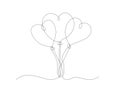 Abstract Heart Shaped Balloons Continuous One Line Art drawing Royalty Free Stock Photo