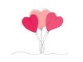 Abstract Heart Shaped Balloons Continuous One Line Art drawing Royalty Free Stock Photo