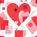 Abstract heart shapes and geometric elements on a white background Royalty Free Stock Photo