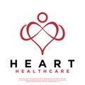 Abstract heart vector logo, shaped human