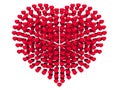 Abstract hearts arrange in heart shape, 3d rendered, on white background