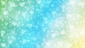 Abstract Hearts, Bokeh and Bubbles in Pastel Green, Blue and Yellow Gradient Background Royalty Free Stock Photo