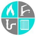 Abstract heating and water service pictograms. For use as a logo in craft and business.