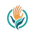 Abstract Helping Hands Logo Design Symbolizing Unity, Care, and Community Support Within Circular Border Royalty Free Stock Photo
