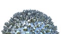Abstract Hemisphere of 3d Planet Covered by Simple Box Skyscraper City Buildings