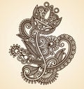 Abstract Henna Mendie Flowers Royalty Free Stock Photo