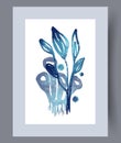 Abstract herbs floral bush wall art print