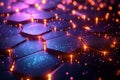 Abstract Hexagon Background Futuristic Neon Glowing 3D Render Royalty Free Stock Photo