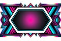 abstract hexagon frame with pink and blue colors on a white background