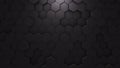 Abstract Hexagon Geometric texture. Black Surface illustration. Dark hexagonal grid pattern background, randomly wave in