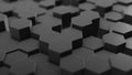 Abstract hexagon geometry background, dark hexagonal pattern randomly waving, animation 3D rendering Royalty Free Stock Photo