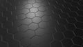 Abstract hexagon geometry background, dark hexagonal pattern randomly waving, animation 3D rendering Royalty Free Stock Photo