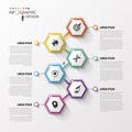 Abstract hexagon infographics or timeline template. Vector illustration