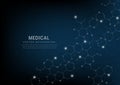 Abstract hexagon lines pattern on dark blue background. Medical and science, structure molecule dna concept Royalty Free Stock Photo