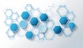 Abstract Hexagon Network: Cool Blue Geometric Design