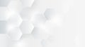 Abstract hexagon overlapping grey and white design background. Geometric shape technology concept. Minimal and modern design.