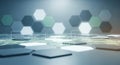 Abstract Hexagon Pattern Background with Network Connection Data Transfer Visualization and Soft Blur Effect for Royalty Free Stock Photo