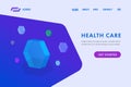 Health care abstract hexagon texture website template and science medical icon innovation concept landing, banner, infographics Royalty Free Stock Photo