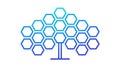 Abstract Hexagon Tree Icon in Blue, Network & Growth Symbol, vector design Generative AI Royalty Free Stock Photo