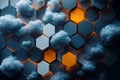 Abstract Hexagonal Cloud Technology Background Futuristic 3D Render Royalty Free Stock Photo