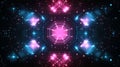 Abstract hexagonal digital pattern with bright neon lights, futuristic design concept