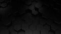 An abstract hexagonal geometric black surface cyclically moves in virtual space