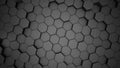 An abstract hexagonal geometric black surface cyclically moves in virtual space