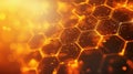 Abstract hexagonal grid shining in golden light representing futuristic technology with a warm vibrant glow Royalty Free Stock Photo
