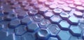 Abstract hexagonal grid with soft pastel purple, blue gradient lighting. Geometric pattern forms seamless texture with smooth, Royalty Free Stock Photo